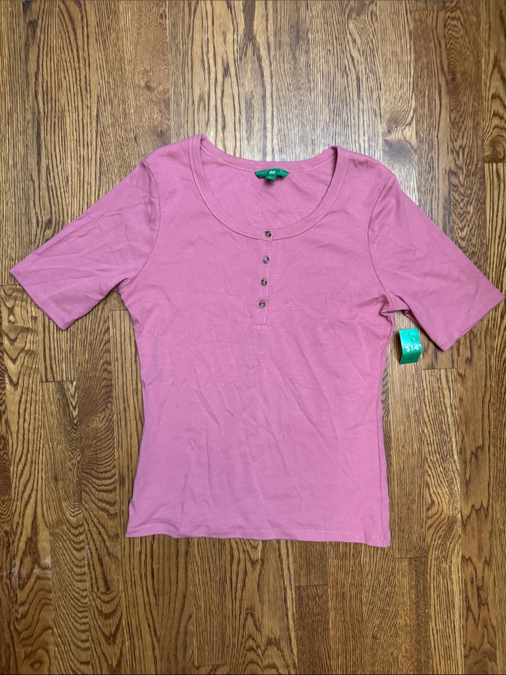 dip Mauve Stretch Short Sleeve Henley Top size L